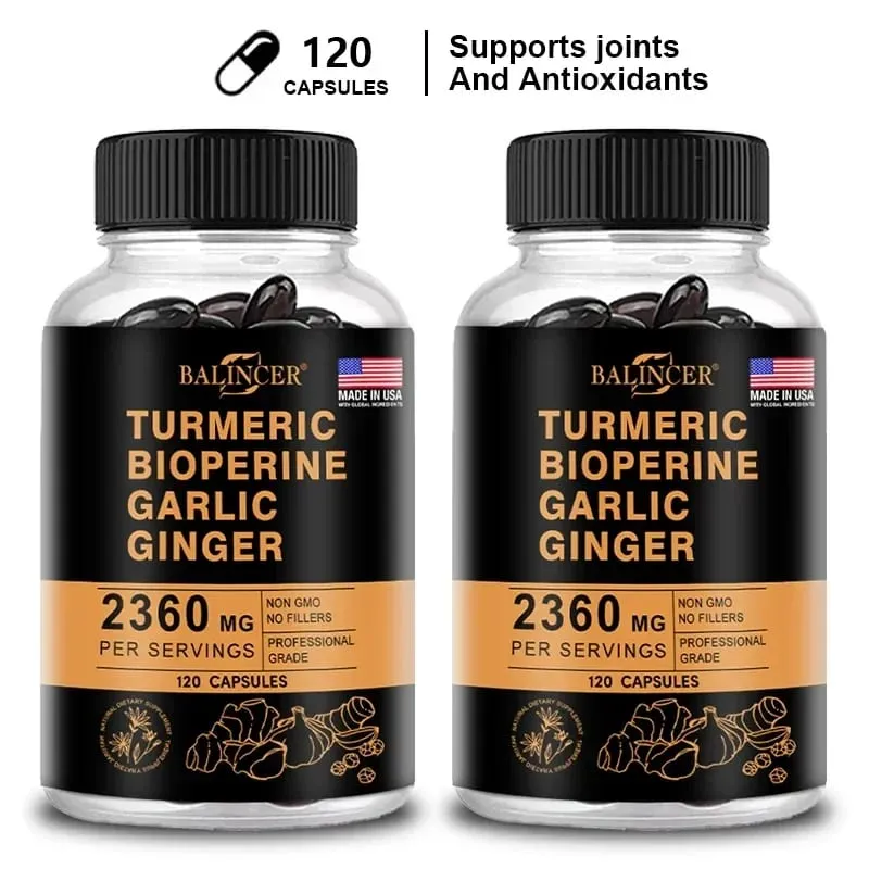 Turmeric Ginger Supplement Piperine 2360 Mg Supports Digestive & Immune Health Improves Inflammation & Promotes Joint Health