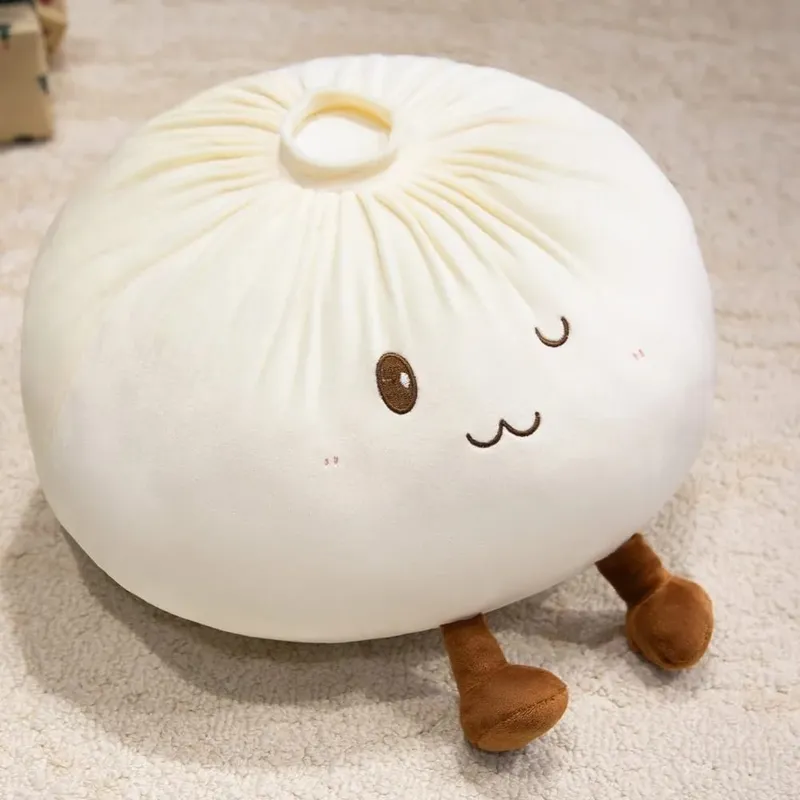 Super Soft Plush Material Steamed Bun Plush Pillow Fluffy Comfortable PP Cotton Filled Food Shaped Hug Pillow Stress Relief