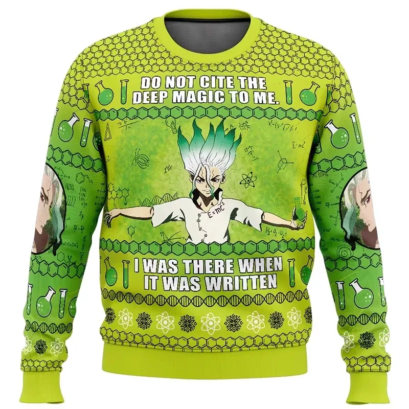 Novo suéter da moda, sucesso de vendas, com estampa de Natal do Dr. Stone, presente de Natal engraçado para homens e mulheres, m