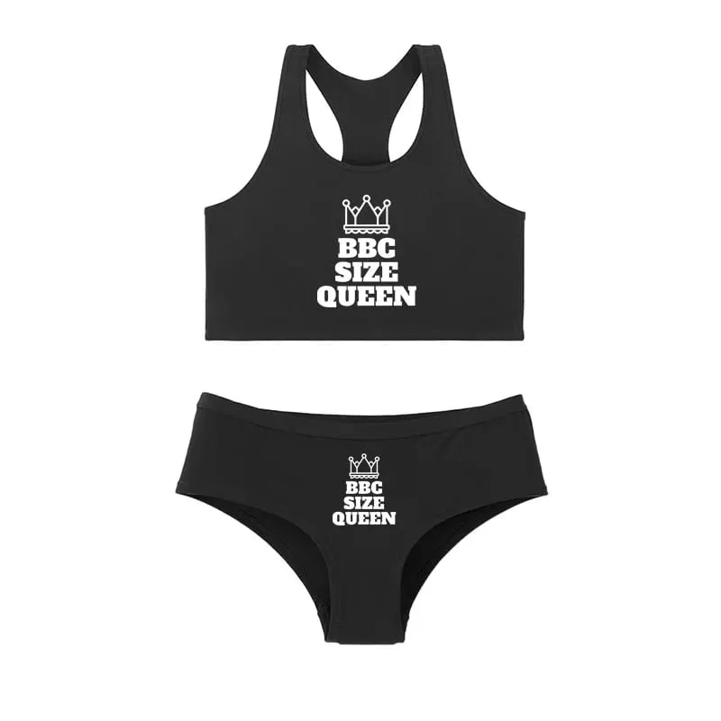 One Set BBC QUEEN Round Neck Tank Top And Panties Set Women's Underwear Sets Cute Cotton Underwear Sexy Lingerie For Women Set — image 6