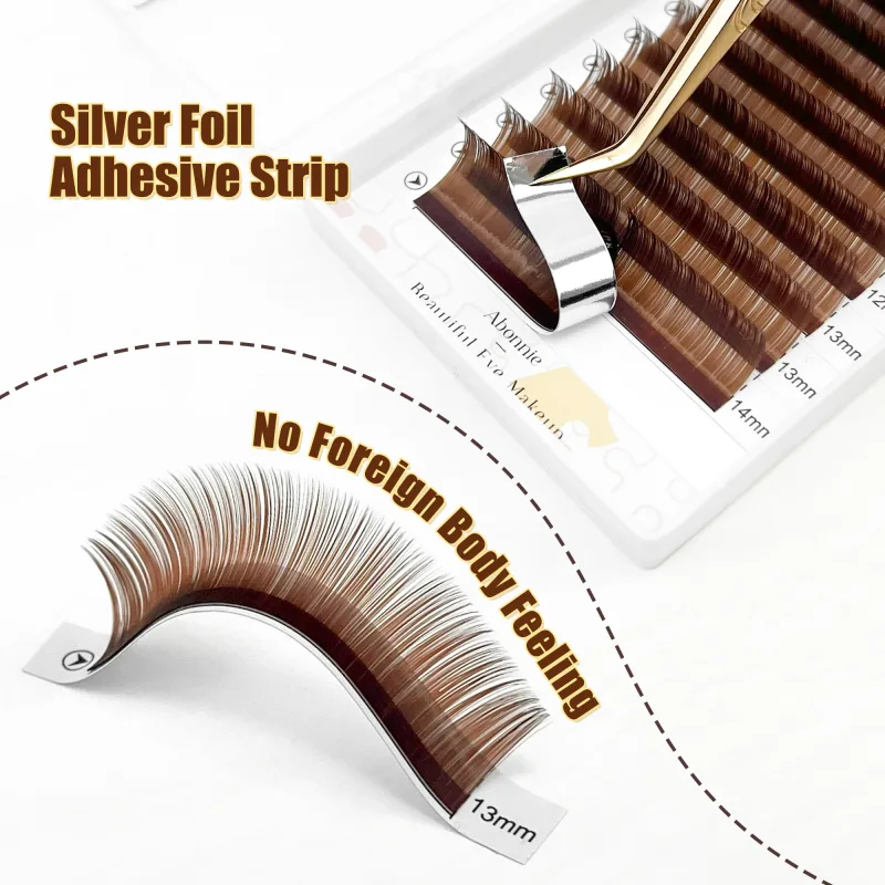 Abonnie LB Brown Lashes M Curl Classic Eyelash Extensions Foxy Eye Lash Cocoa Lashes Colored Eyelashes Fluffy Lashes — image 3