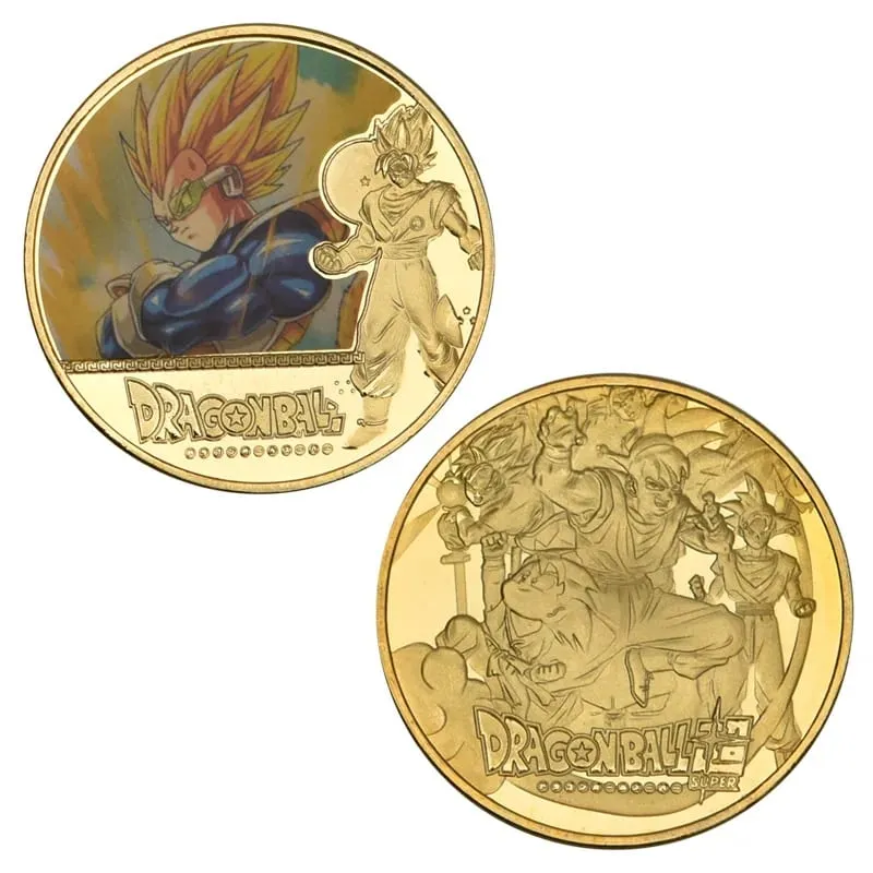 Dragon Ball Banhado A Ouro Moeda de Ouro Son Goku Vegeta Moedas Comemorativas Crianças Clássico Anime Periféricos Coleção Brinquedo Lembrança — image 9