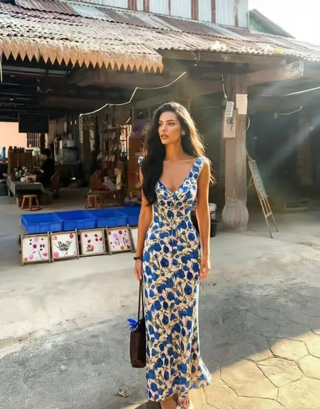 Summer Flower Printed Women's Sexy Low-cut Sleeveless Backless Slim Sling Ruffles Dresses 2026 Beach Vacation Lady Vestidos — image 16