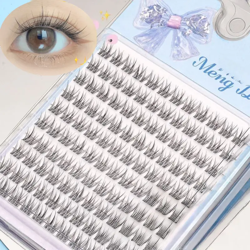 Ultra-Light Natural Long Fish Tail Cluster Lashes Manga Cat Eye Fluffy Extensions Portable Travel Daily Makeup Kit