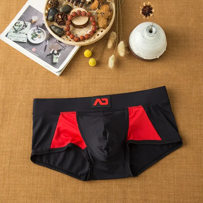 Cueca masculina de seda com leite de ângulo plano, confortável e adequada para a pele, respirável, sedosa, suave, secagem rápida, boxers baixos — image 5