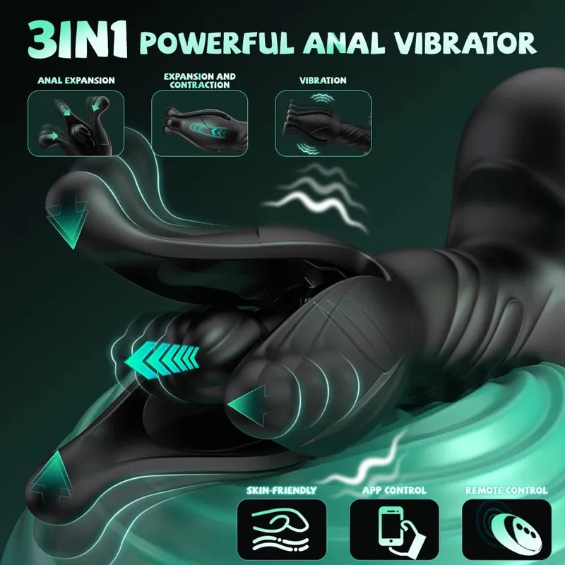 Remote Control Sex Toys Vibrator for Men Prostate Massager 9 Tension Shock Flapping Telescopic Vibrating Anal Plug for Adult — image 2