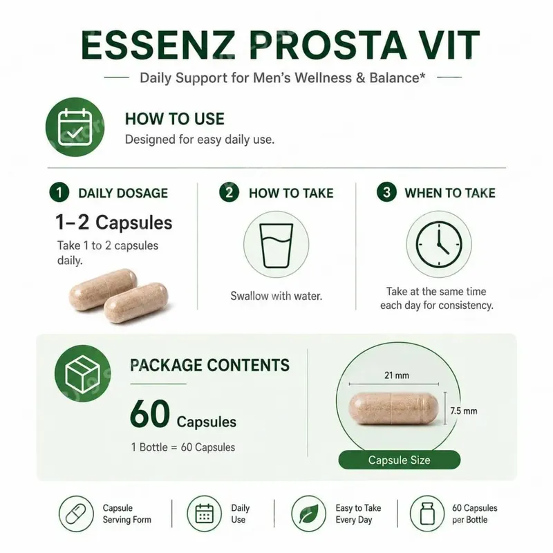 Googeer Prosta Vit Essenz Capsules for Men Bladder & Urinary Tract Health Support with Zinc Vitamin B6 Saw Palmetto 60 Count — image 6