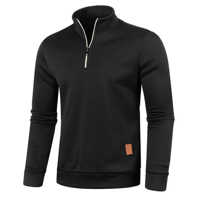 Moletons masculinos meio zíper pulôver masculino manga longa flleece suéter standcollar flocos de neve hoodies roupas masculinas — image 1