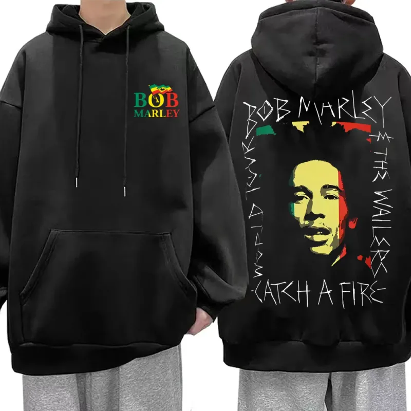 Reggae Bob Marley Face Graphic Hoodie Catch A Fire Album Merch Pullover Hoodies Men Women Casual Vintage Oversized Sweatshirt — image 10