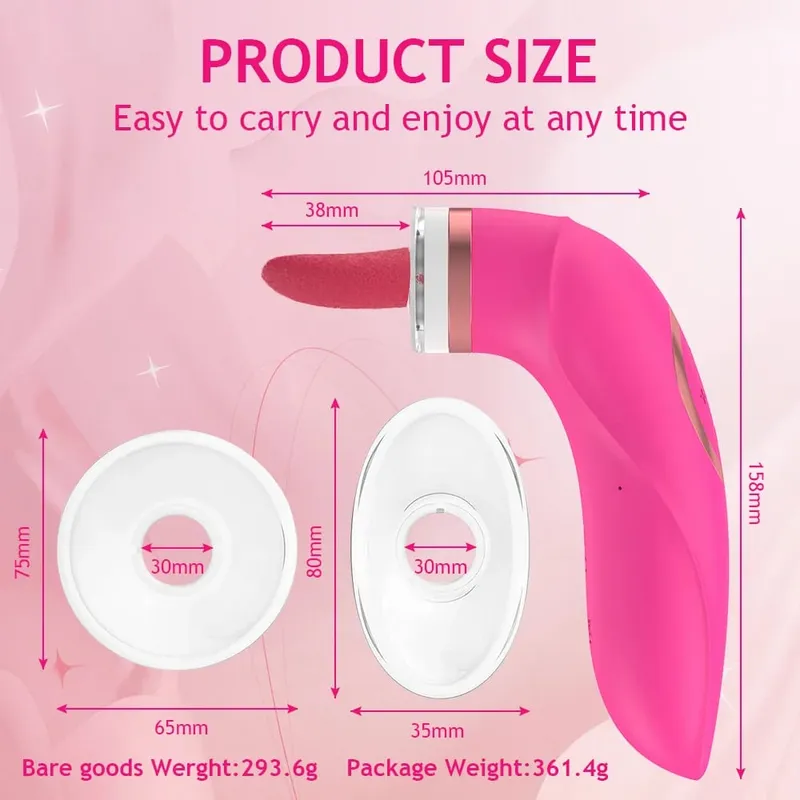 女性陰蒂吸盤震動器性玩具強力口交吸乳頭刺激舔陰按摩自慰器G點高潮 — image 4