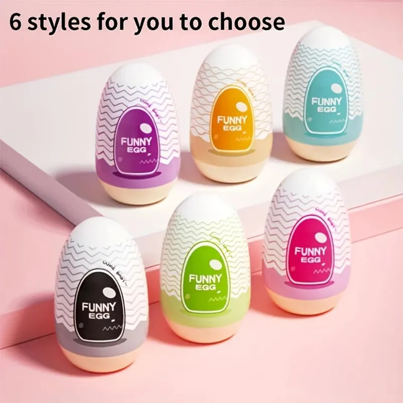 New Egg-Shaped Portable Male Masturbator Made of Soft Rubber with Realistic Vagina Texture Design Penis Massage Adult Sex Toy