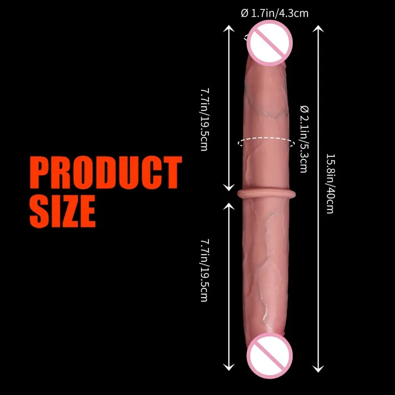 Vibrador de ponta dupla realista, dupla face, grande, longo e grosso, com veias, vaginal, anal, enorme, pênis adulto, brinquedos sexuais para lésbicas — image 6