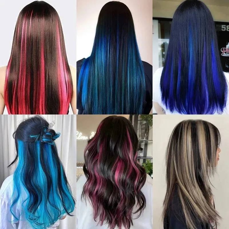 Synthetic 24Inch Long Straight 5 Clips Colorful Highlight Hair Extension Natural Soft Silky Hairpiece for Women Daily Use — image 6