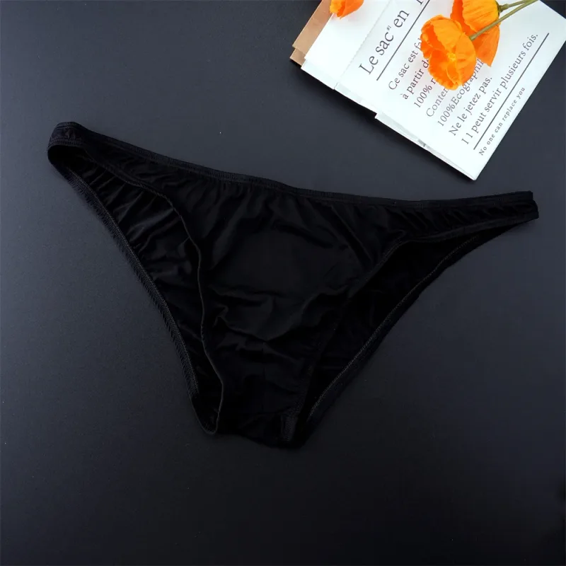 Homem cor sólida gelo seda sem costura cuecas cintura baixa u convexo calcinha masculina ultra-fino roupa interior elástica secagem rápida respiração calcinha — image 10
