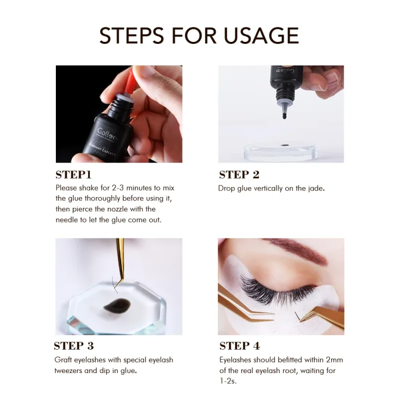 Gollee 0.5-1s Fast Dry Glue for Eyelash Extension Hypoallergenic Lash Extension Glue for Professional Artists Eyelashes Supplies — image 7