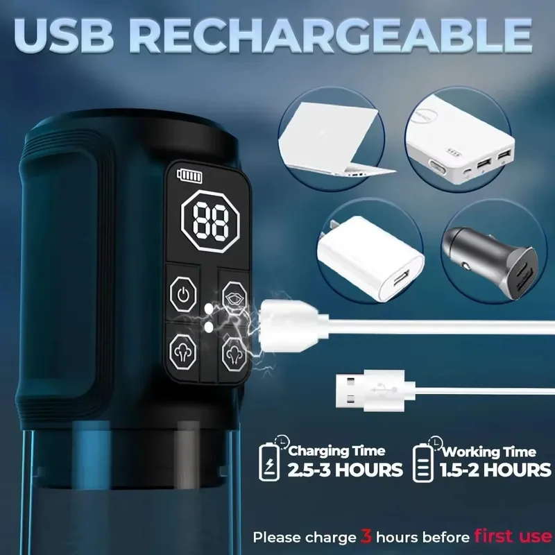 Bomba eléctrica para pene, masturbadores masculinos de succión al vacío, extensor Traine, eyaculación retardada, juguete sexual resistente al agua IPX7 para hombres — image 5