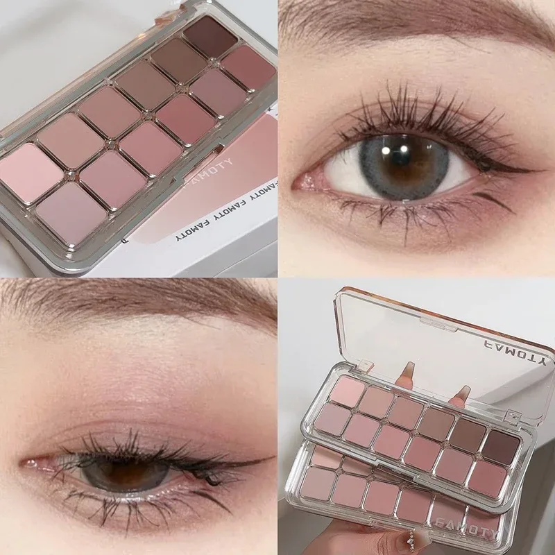 Palette di ombretti opachi a 12 colori a bassa saturazione Tè Albicocca Toni della terra Trucco per occhi opaco perlescente a lunga durata per l'uso quotidiano — image 8