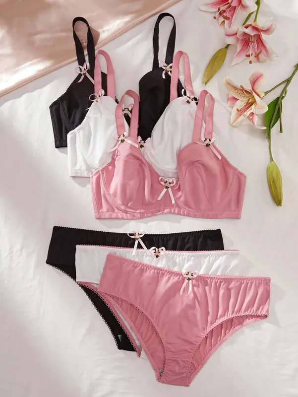 Plus Size Women's Underwear Set Thin Cup Push up Bra with Underwire Side Support Comfortable Stretchy Panties — image 2