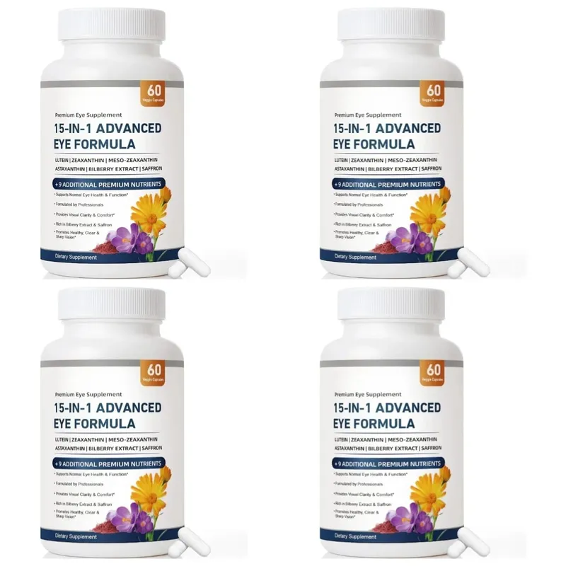 Fórmula avançada para os olhos 15 em 1, luteína, zeaxantina, extrato de mirtilo, vitamina C e E, apoia a saúde ocular, 60 cápsulas vegetais para adultos — image 10