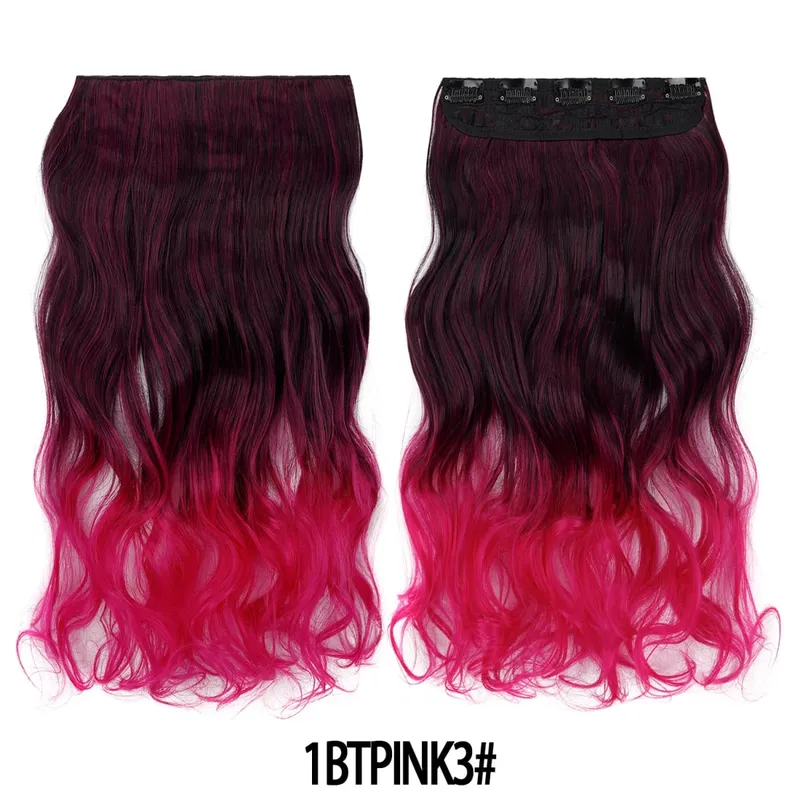 Jeedou uma peça 5 clipes ondulado ombre clipe em extensões de cabelo longo onda de água cabelo encaracolado sintético pedaço arco-íris colorido cabelo — image 36