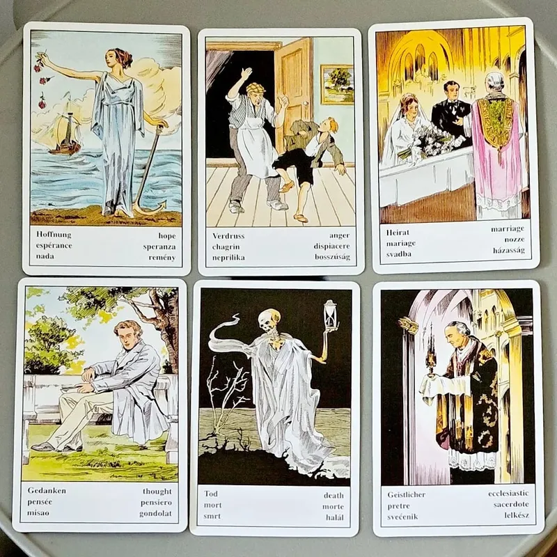 36 Pcs Classic Oracle Cards Vintage Traditional Gypsy Cards with Multilingual Meanings & Zodiac Constellation Backs
