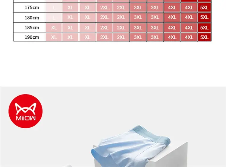 Miiow 4 pçs conjunto de calcinha masculina de algodão malha respirável cuecas masculinas grafeno roupa interior antibacteriana para homem cuecas boxer L-5XL — image 13