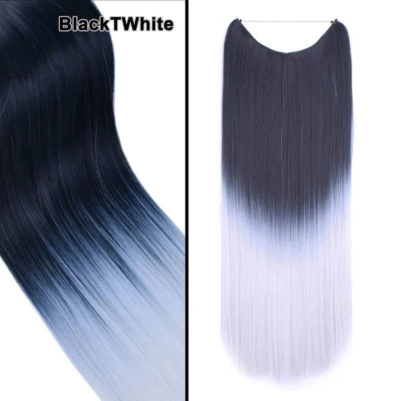 Jeedou Wavy Hair Extension Elasticity Invisible Wire Fish Line One Piece No Clips Synthetic Hairpieces Ombre Color For Ladies — image 33