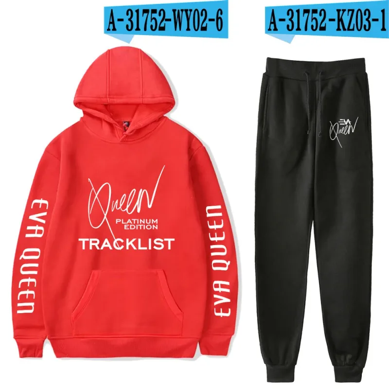 Hip Hop Bekväm Eva Queen Print Sweatshirt Träningsbyxor Kostym Huvtröjor+ Byxor Kostym Pojkar/Flickor 2-delat set Kläder — image 34