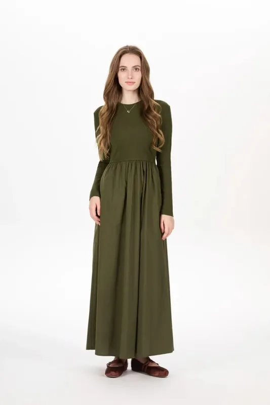 AS AW25 Patchwork dress round neck ribbing top + skirt + cardigan pambabaeng damit — image 4