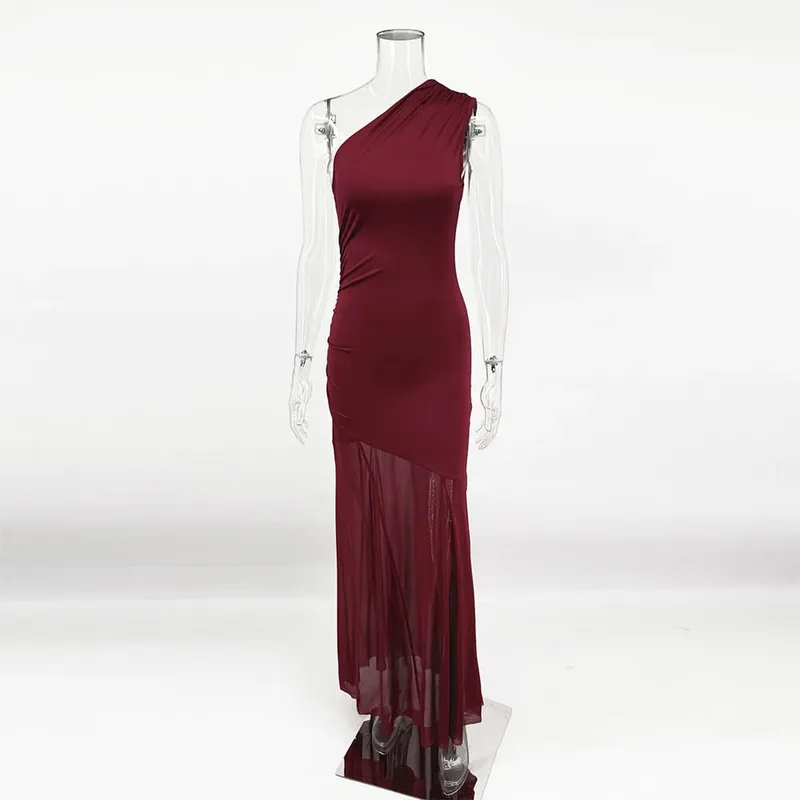 Ticketsx Off Shoulder See Through Dress Solid High Waist Patchwork Backless Slim Long Dress Women Vacation Party Evening Dresses — image 8