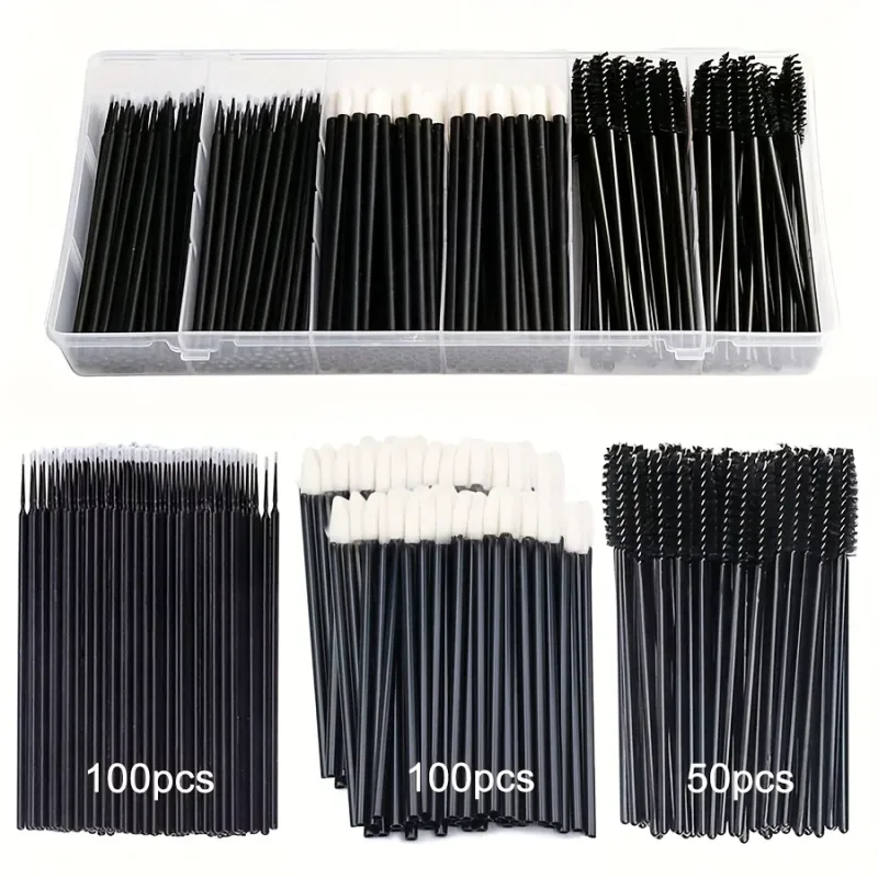 Conjunto de pincéis descartáveis de maquiagem, 250 peças-escovas de sobrancelha/rímel/delineador com caixa de armazenamento, ferramentas cosméticas profissionais para salão de beleza — image 3