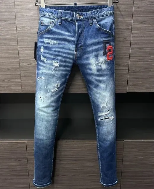 D2 Heren Jeans Denim Broek Gat Slanke Kokerbroek Metalen Knopen Feest Klassiekers Modieus Zwart DSQ2 JENAS — image 13