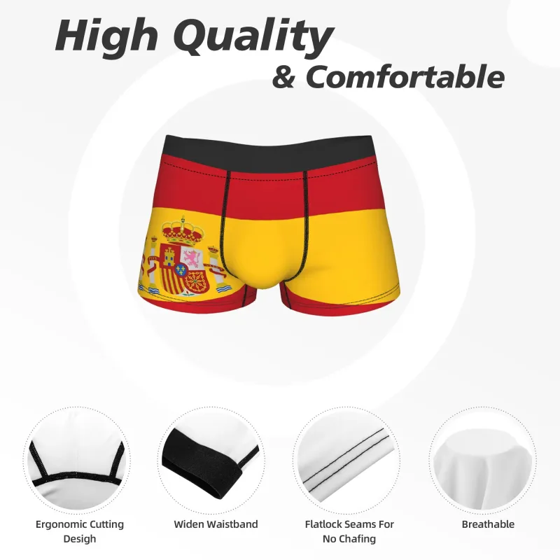 Spain Flag Boxer Brief Underwear Trenky Males Comfortable Boxershorts Design Oversize Underpants — image 5