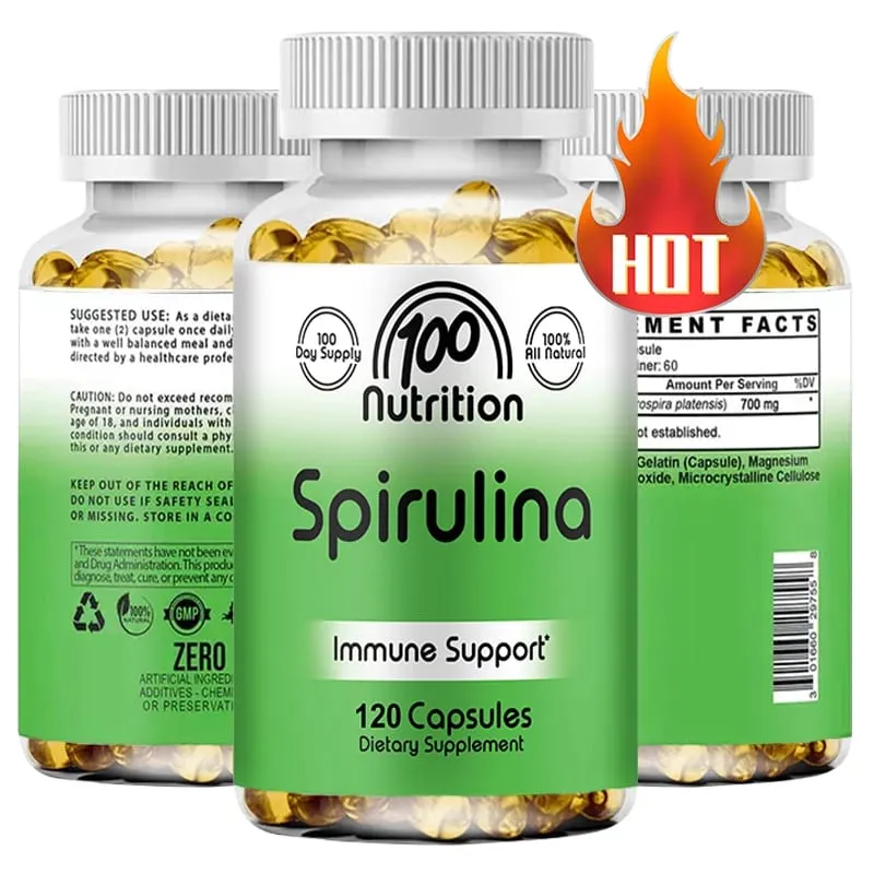 Spirulina Softgels Organic Superfood Algae - Sinusuportahan ang Cardiovascular at Immune System Health Napakahusay na Antioxidant — image 1