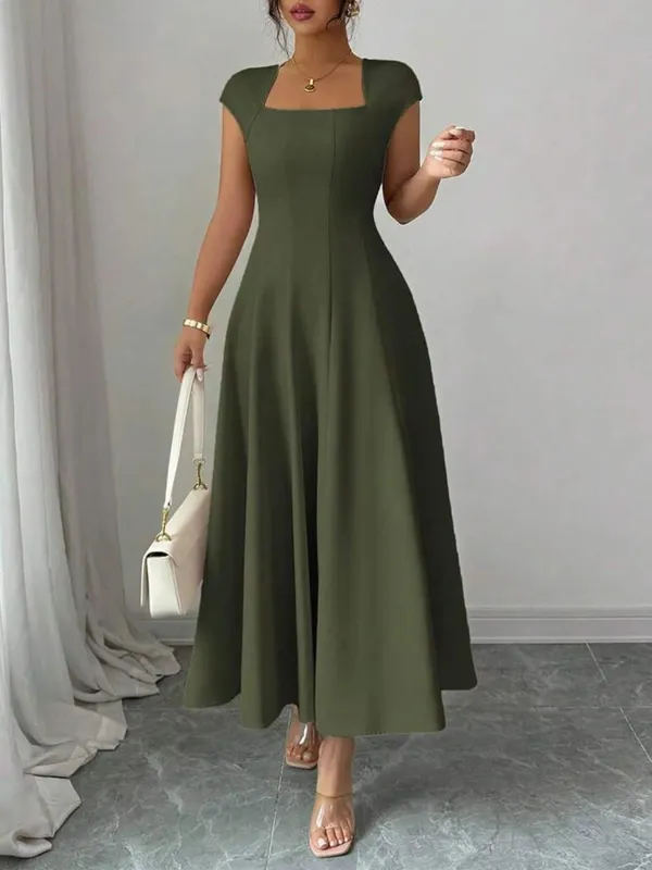 2026 Fashion Elegant Evening Dress A-line Dresses For Woman Party Wedding Vestidos Temperament Short Sleeves Solid Color Banquet — image 9