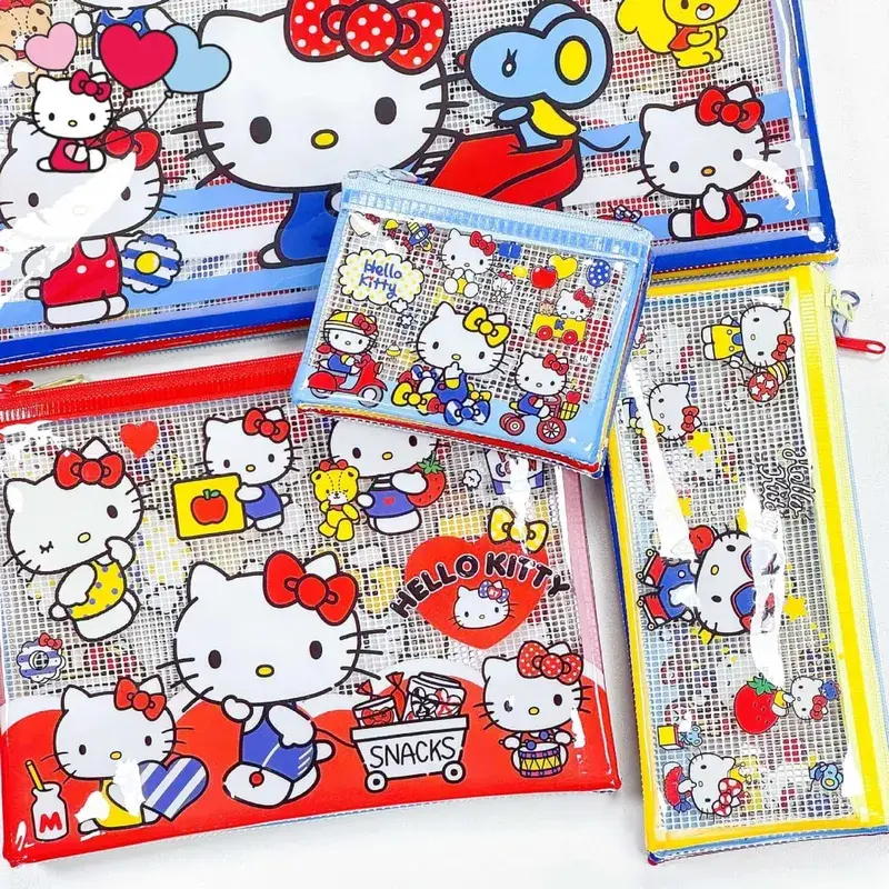 HelloKitty Cartoon Peripheral Stationery Bag Pencil Case Multi-Purpose Storage Bag Made of PVC Waterproof Material 4pcs — image 3