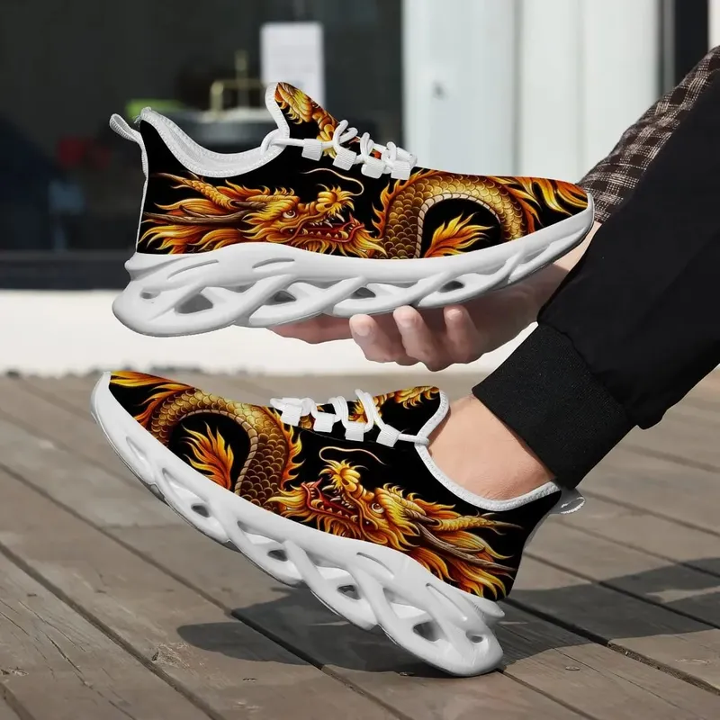 Dragon Graphics Sneakers Men Mesh Breathable Casual Men Shoes Unisex Light Thick Sole Couple Shoes Athletic Sneakers Women Shoes — image 4