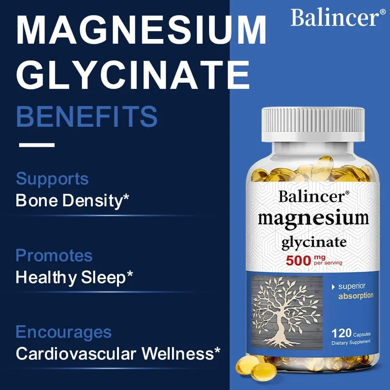 Kapsul Magnesium Glycinate 500mg - Menyokong Sendi Otot dan Kesihatan Jantung Menggalakkan Tidur Nyenyak — image 1
