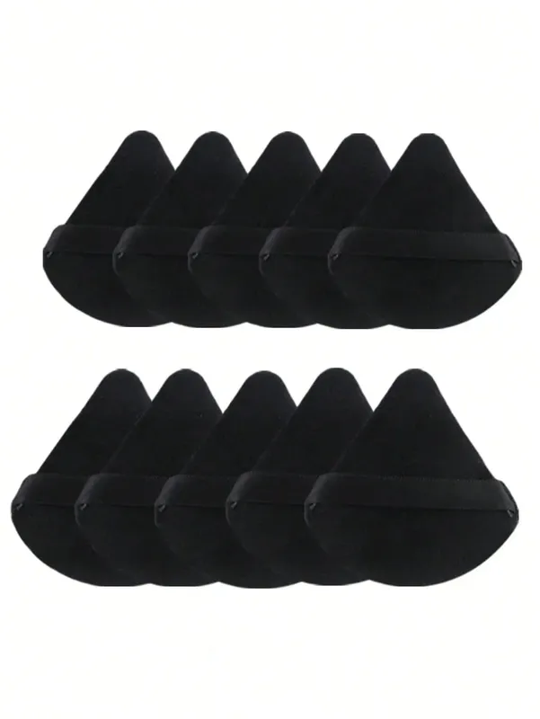 10 Pcs Triangle Velvet Powder Puff Pizza Flours Mini Face Makeup Sponge Cosmetics Washable Lightweight Makeup Tool — image 9