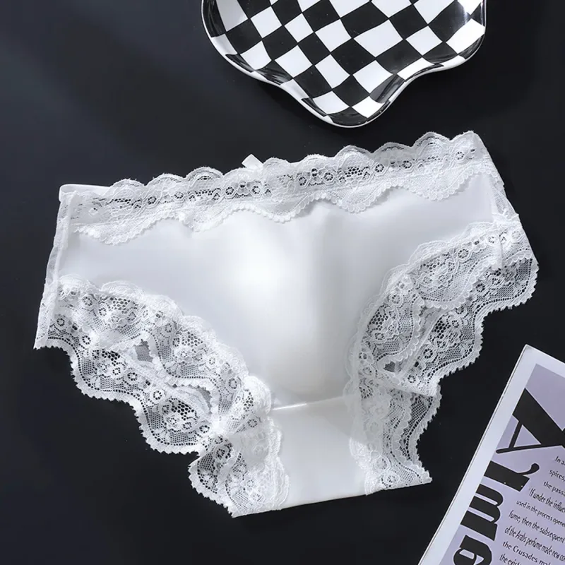Men Triangle Panties Lace Trim Butterfly Knot Flower Pattern Manipis Super Kumportable U Bulge Pouch Breathable Transparent Underwe — image 4