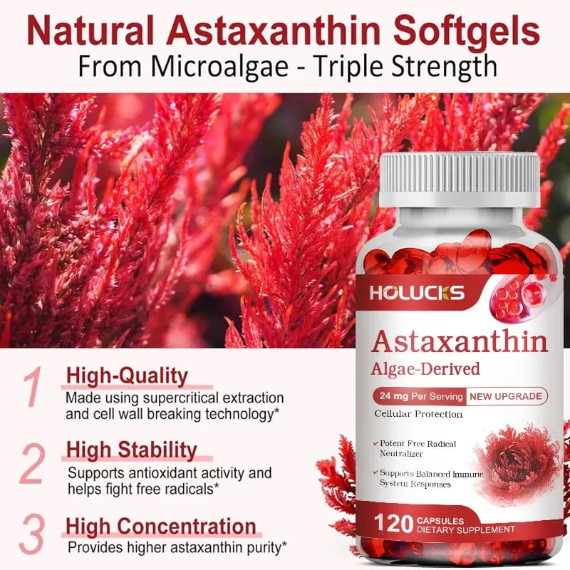 Astaxanthin Capsules with Algae Extract & Antioxidants Support Eye Health Joint Comfort & Immune Balance
