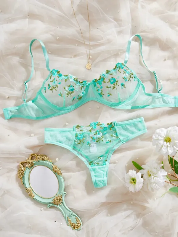 New Multiple Colors Available Embroidory Floral Babydoll Dresses Sexy Lingerie No-pad Bra And Brief Elegant Sleepwear Push Up — image 10