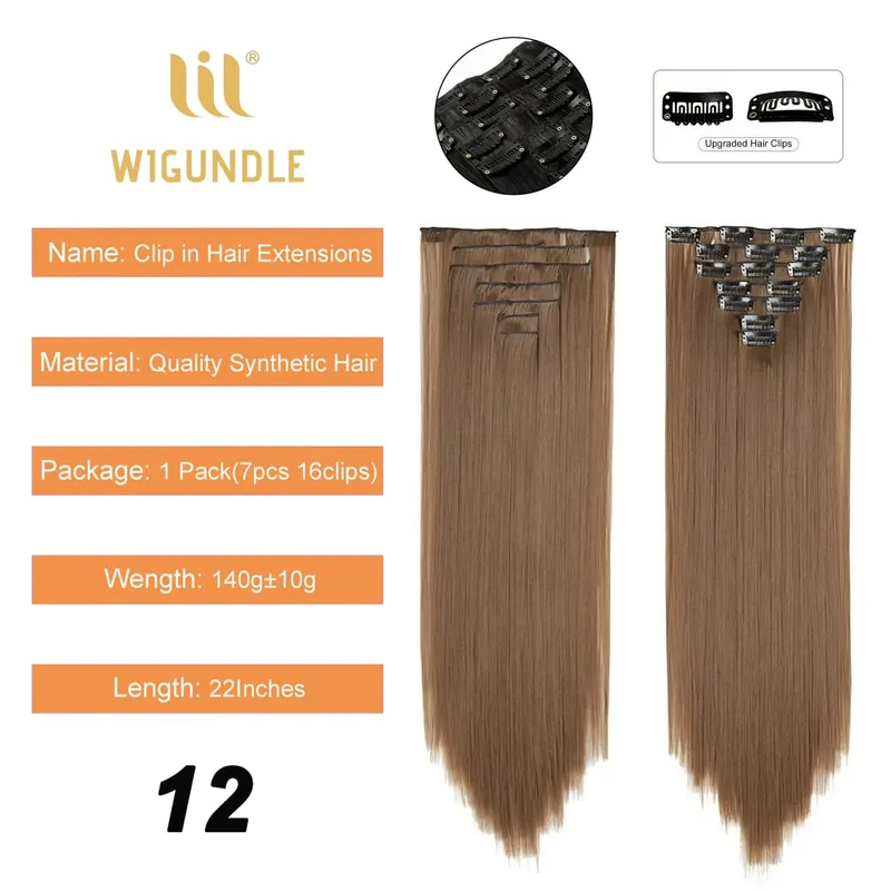 Clips In Hair Extension Long Straight Hair Pieces Clip In Hair Extension 22inches 7pcs/set Synthetic Fake Hair Pieces for Women — image 17
