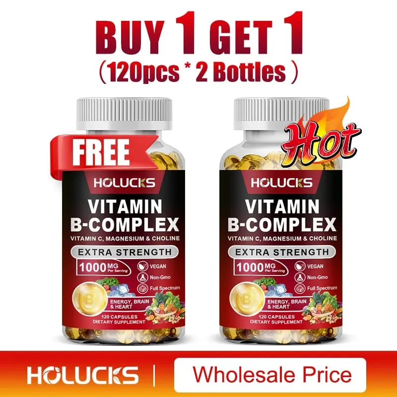 Vitamin B Complex Supplement Rich in B1 B2 B3 B5 B6 Biotin Strength Energy Support Brain & Heart Promote Metabolism