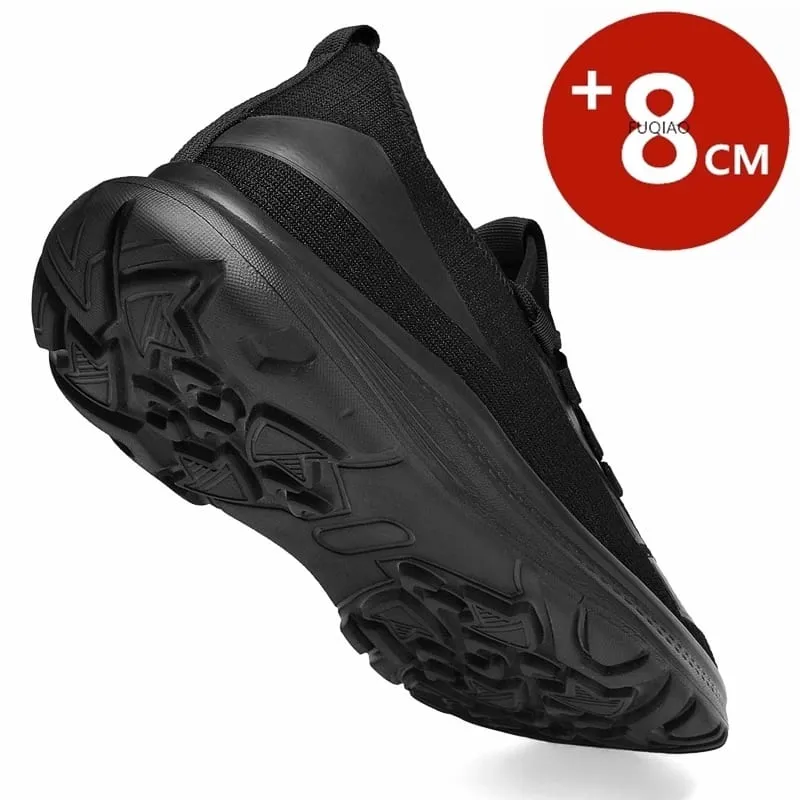 Men All Black Breathable Mesh Elevator Shoes 8Cm Invisible Height Increase Non Slip Casual Sports Daily Walking Workout Sneakers — image 7