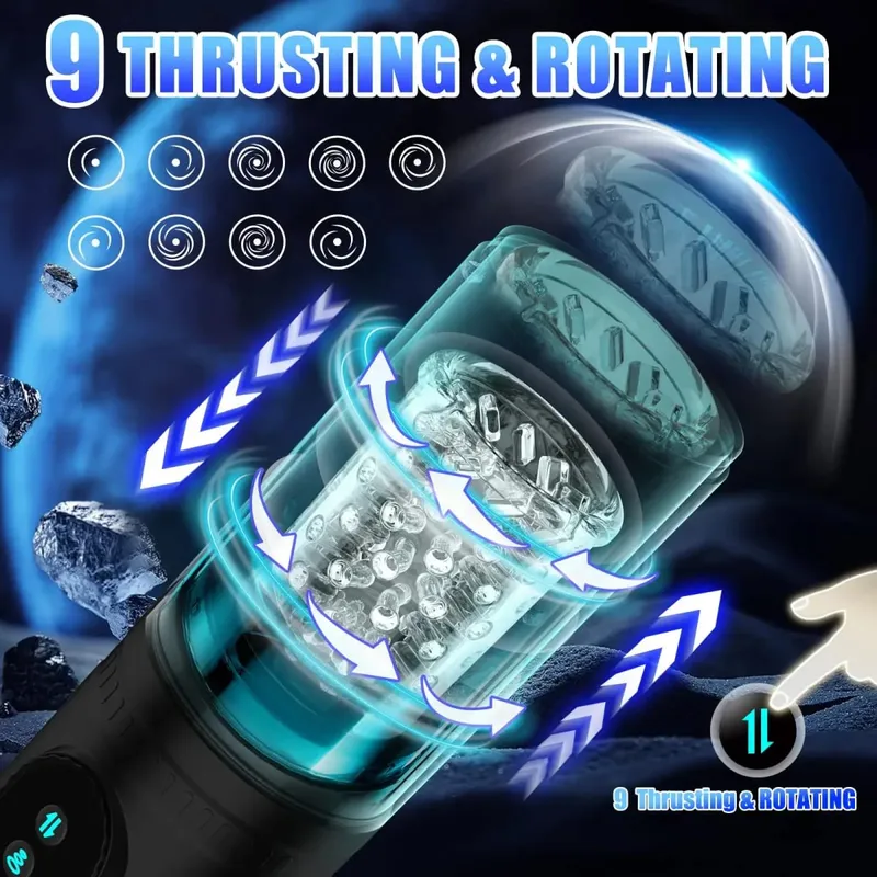 Telescopic Sucking Masturbator for Men Rotating Blowjob Masturbation Cup LCD Display Pocket Pussy Penis Pumps Sex Toys for Adult