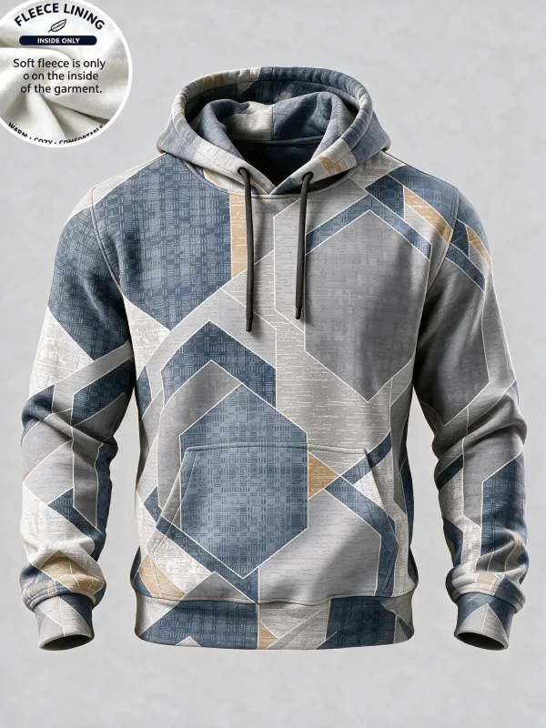 3D Printed Fleece Hoodie Rainbow Zigzag Wave Pattern Pullover Long Sleeve Kangaroo Pocket Casual Sweatshirt Tops — image 5