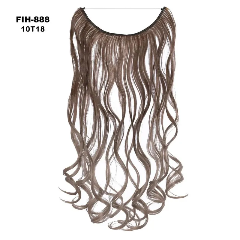 One Piece Ombre Color Hair Extension Women's Hairpiece Wavy & Straight Invisible Wire Secret Fish Line No Clips Synthetic Hair