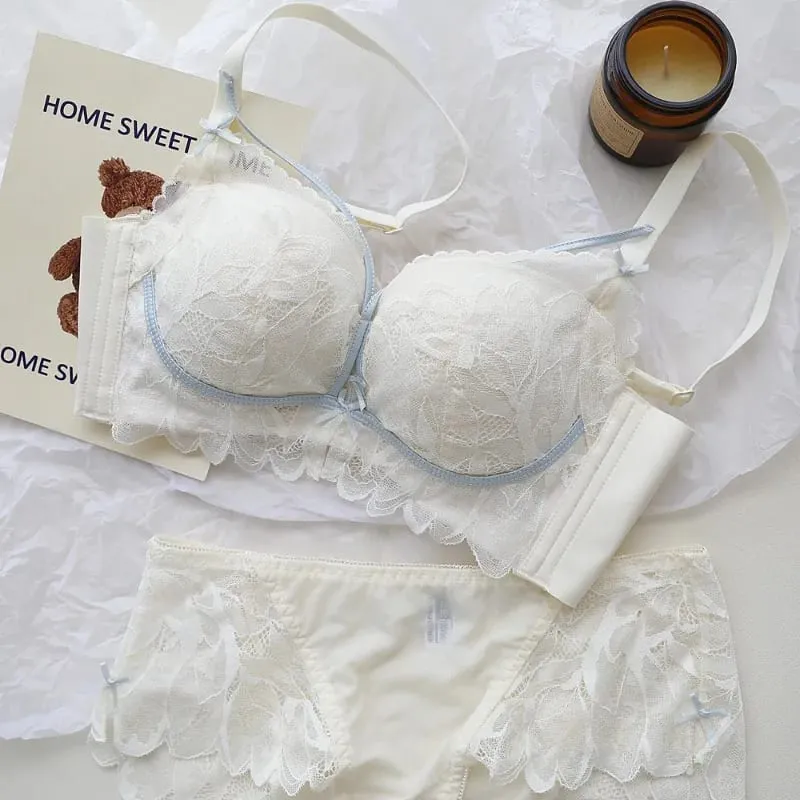 French Garden MOYISU Lace Bra Set 32-38 AB Wireless Thin Cup Push Up Anti Sag セクシー Support Lingerie Suitable Small Bust — image 6