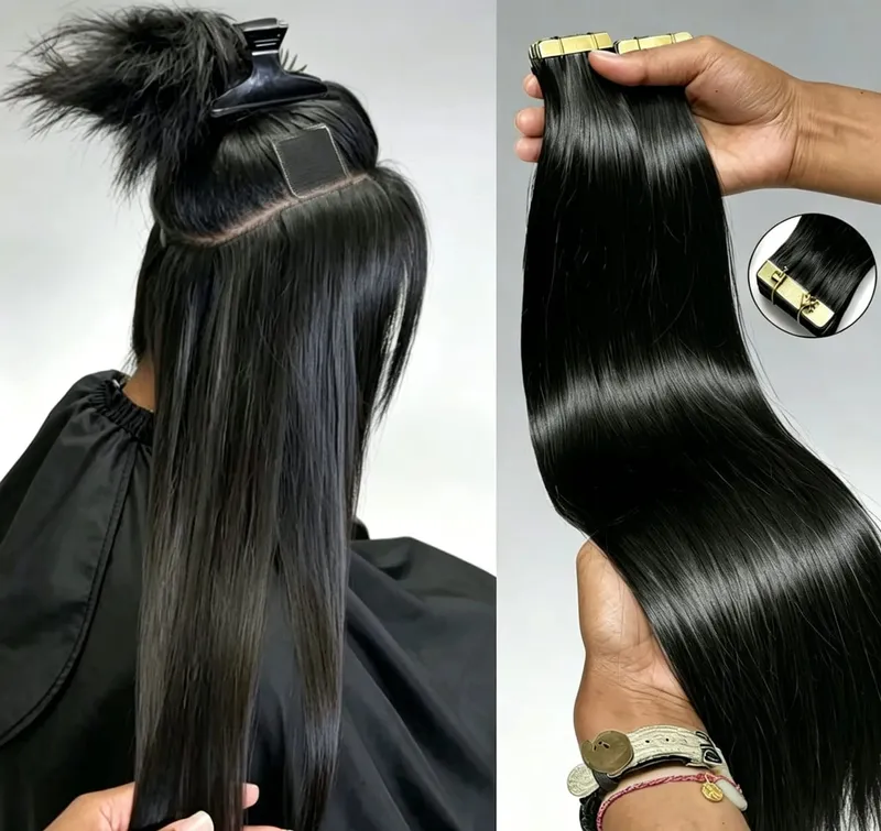 16-22 Inch Tape in Hair Extensions Human Hair Seamless Invisible Remy Hair Extensions Tape ins for Women Brazilian Dark Brown 21Pcs 50g 100% Human Hair — image 10